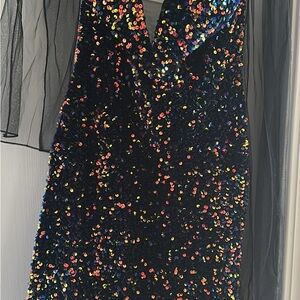 Elegant Multicolor Sequin Dress